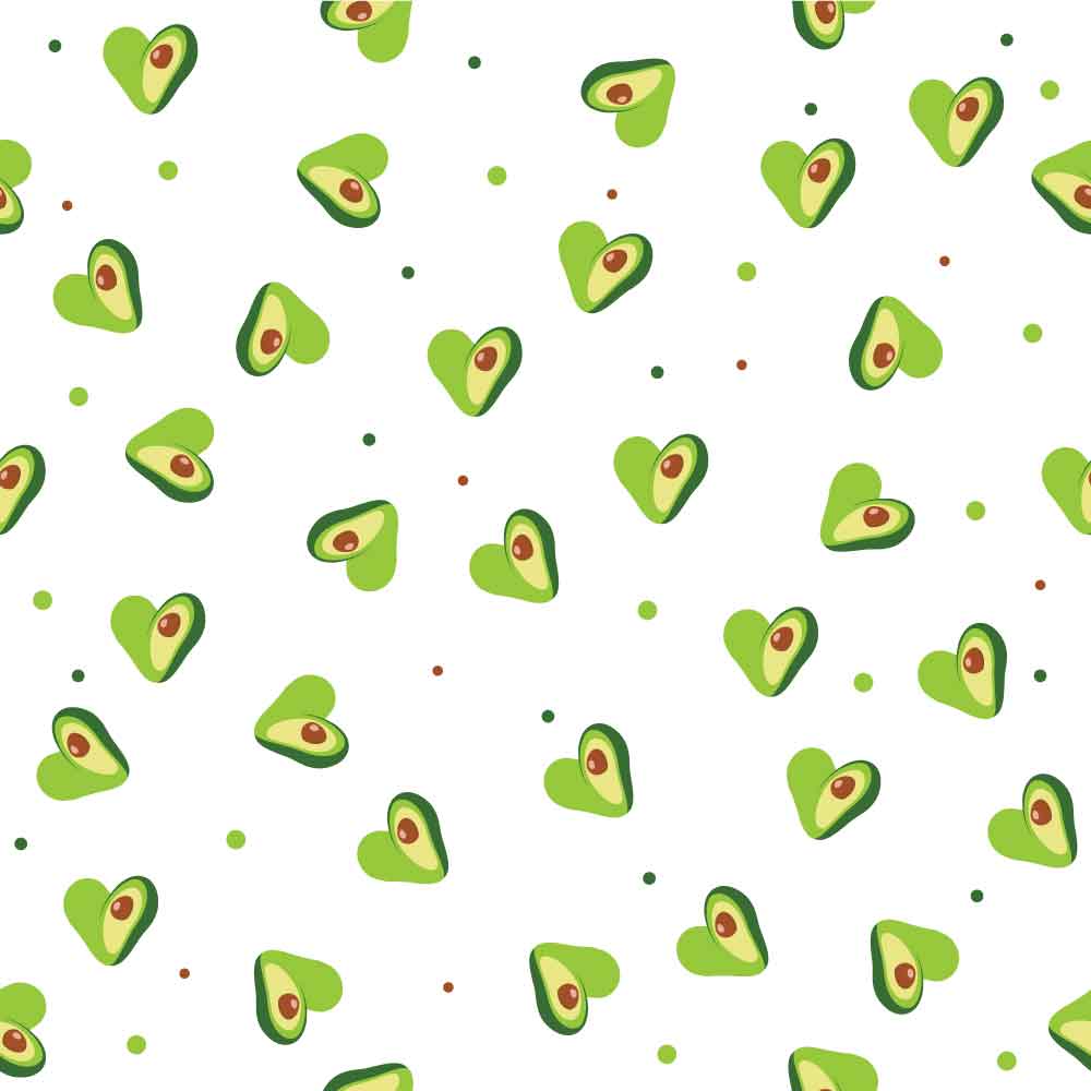 Seamless Pattern with heart shaped avocado