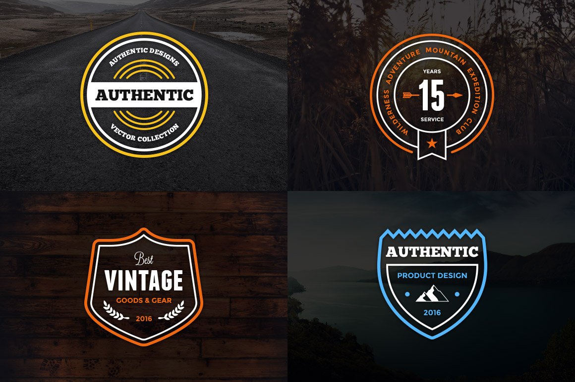 Colorful badges in crafted style.