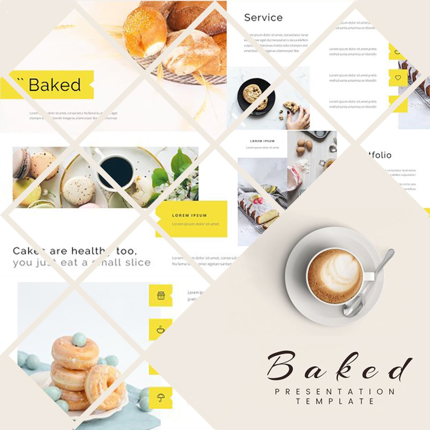 Baked - Bakery Google Slide Template cover.