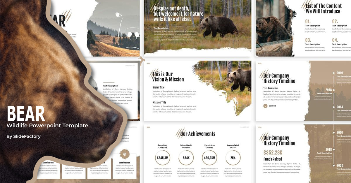 Bear - Wildlife Powerpoint Template - preview image.