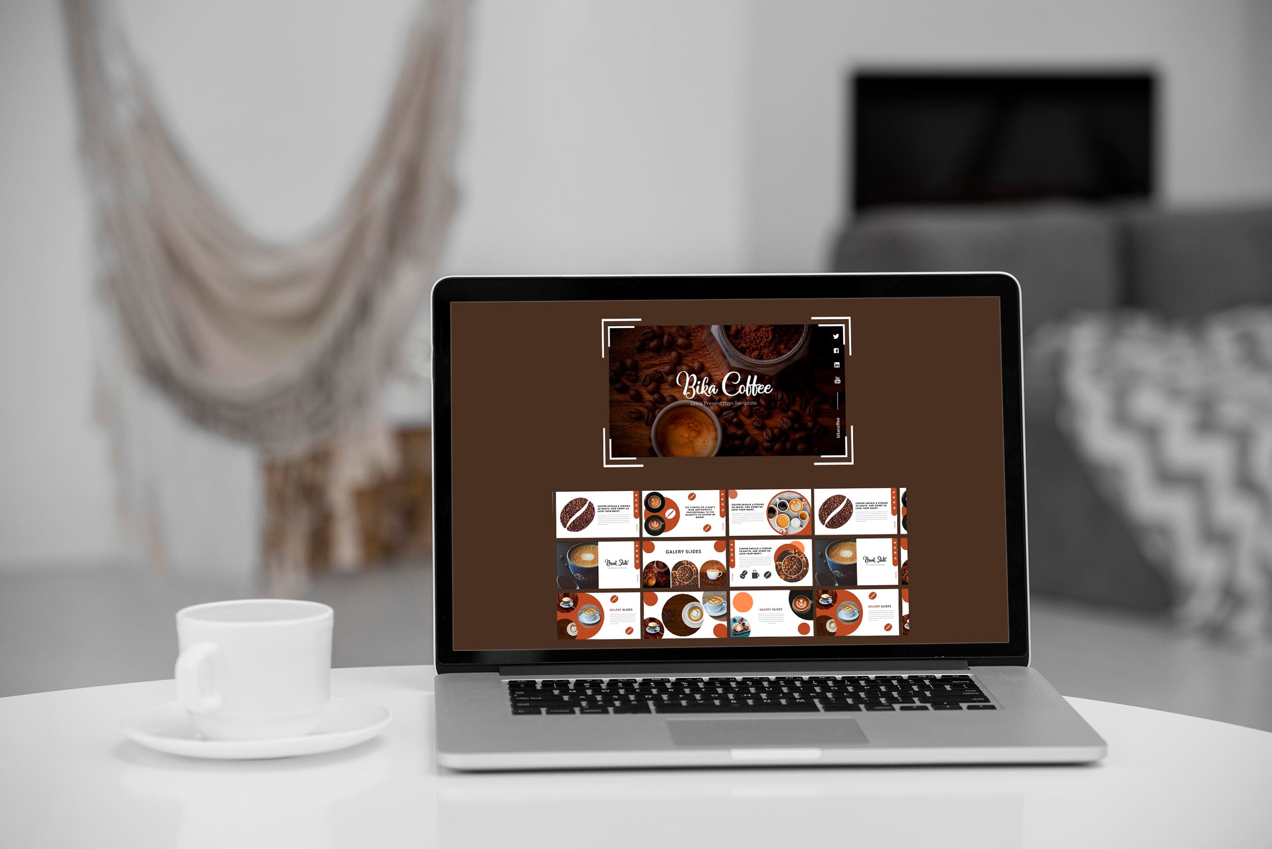 Bika Coffee Google Slides - Mockup on Laptop.