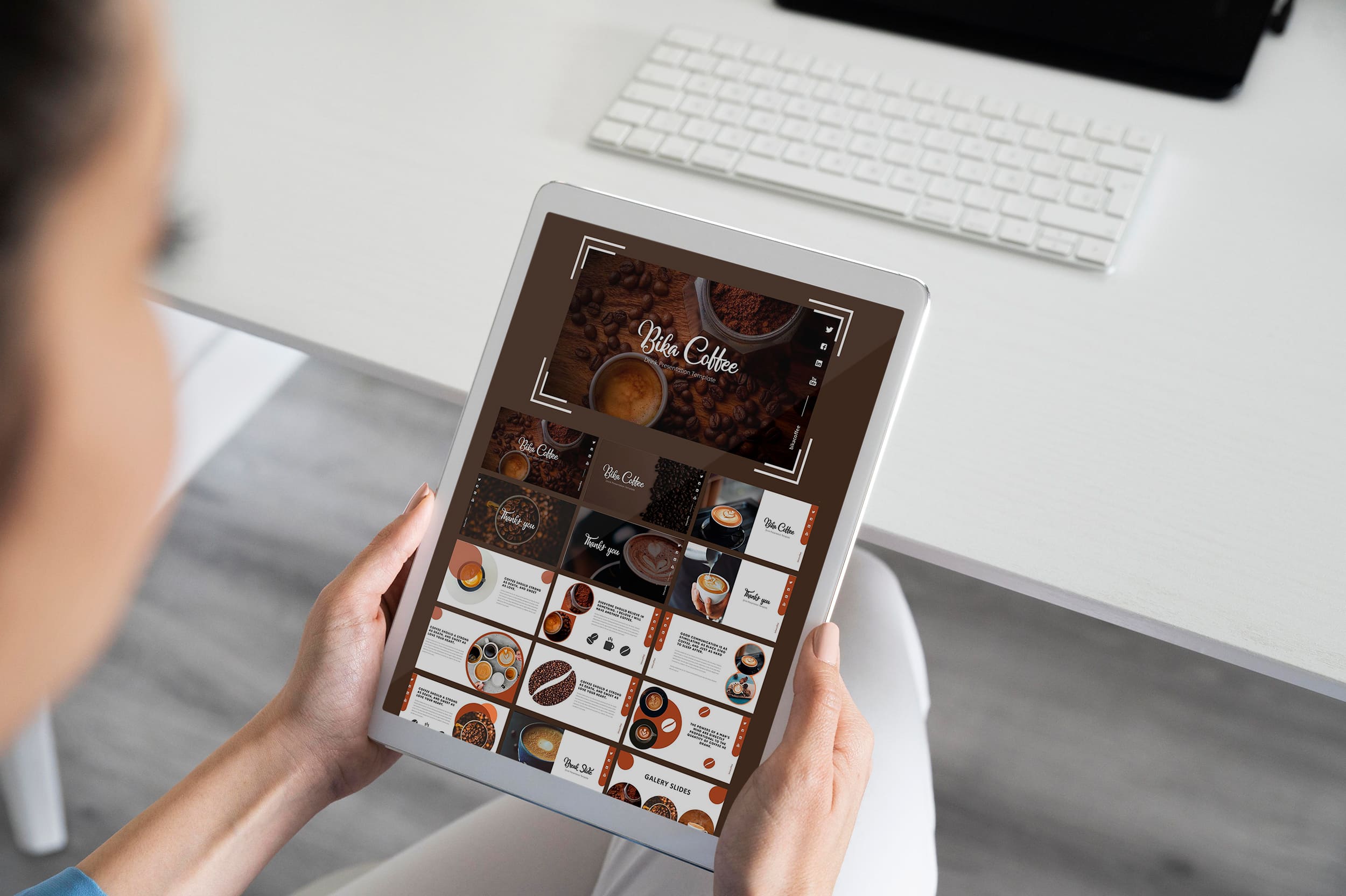 Bika Coffee Google Slides - Mockup on Tablet.