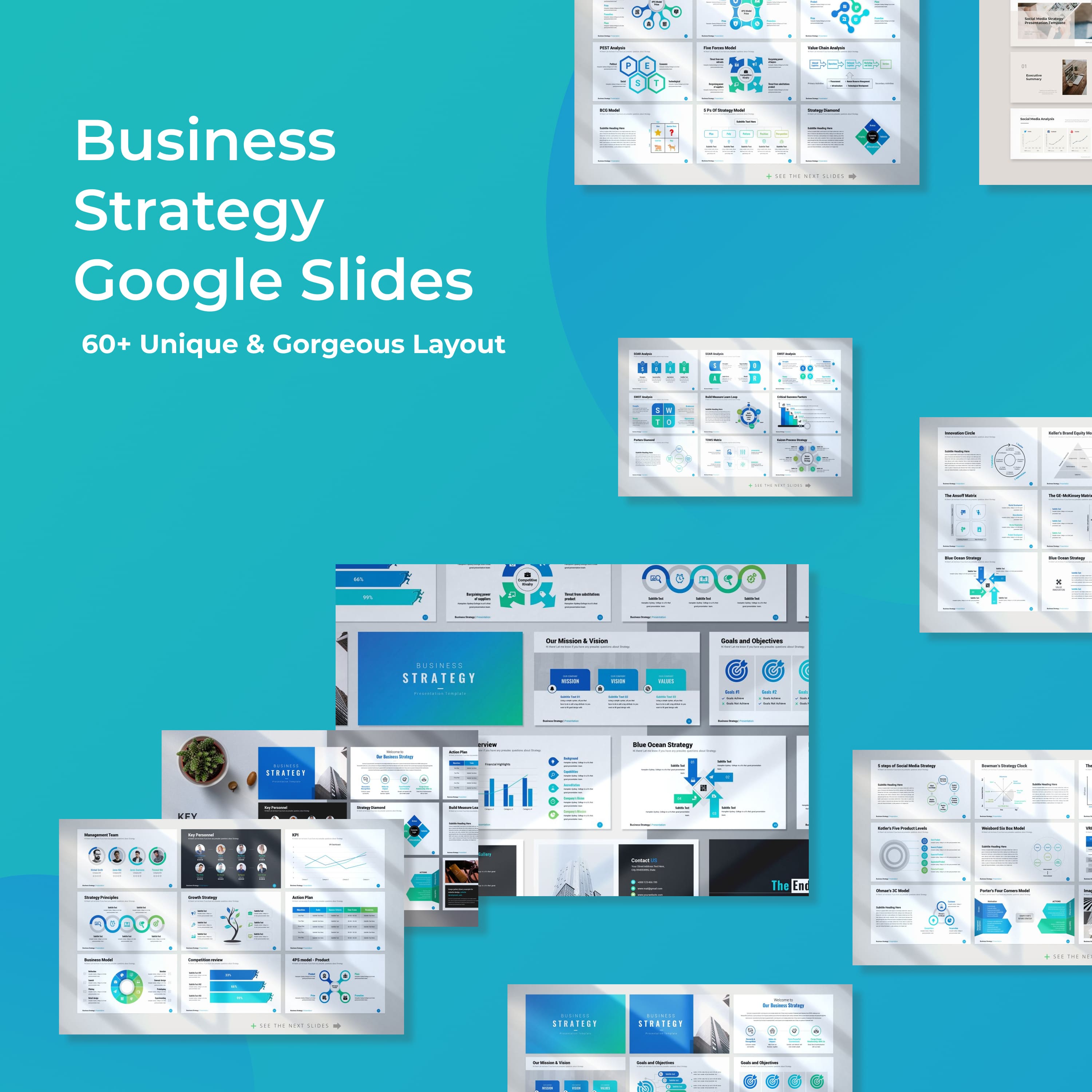 Business Strategy Google Slides cover.