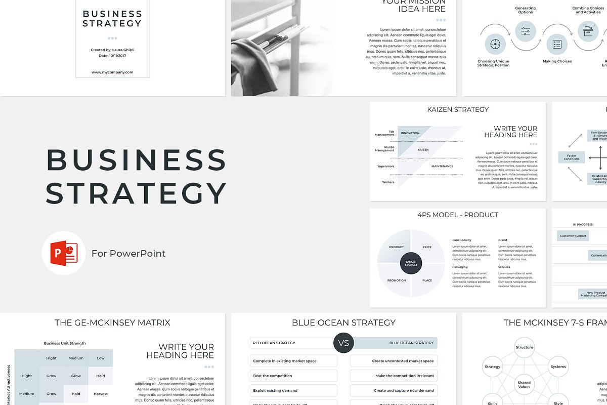 Cover image of Business Strategy PowerPoint.