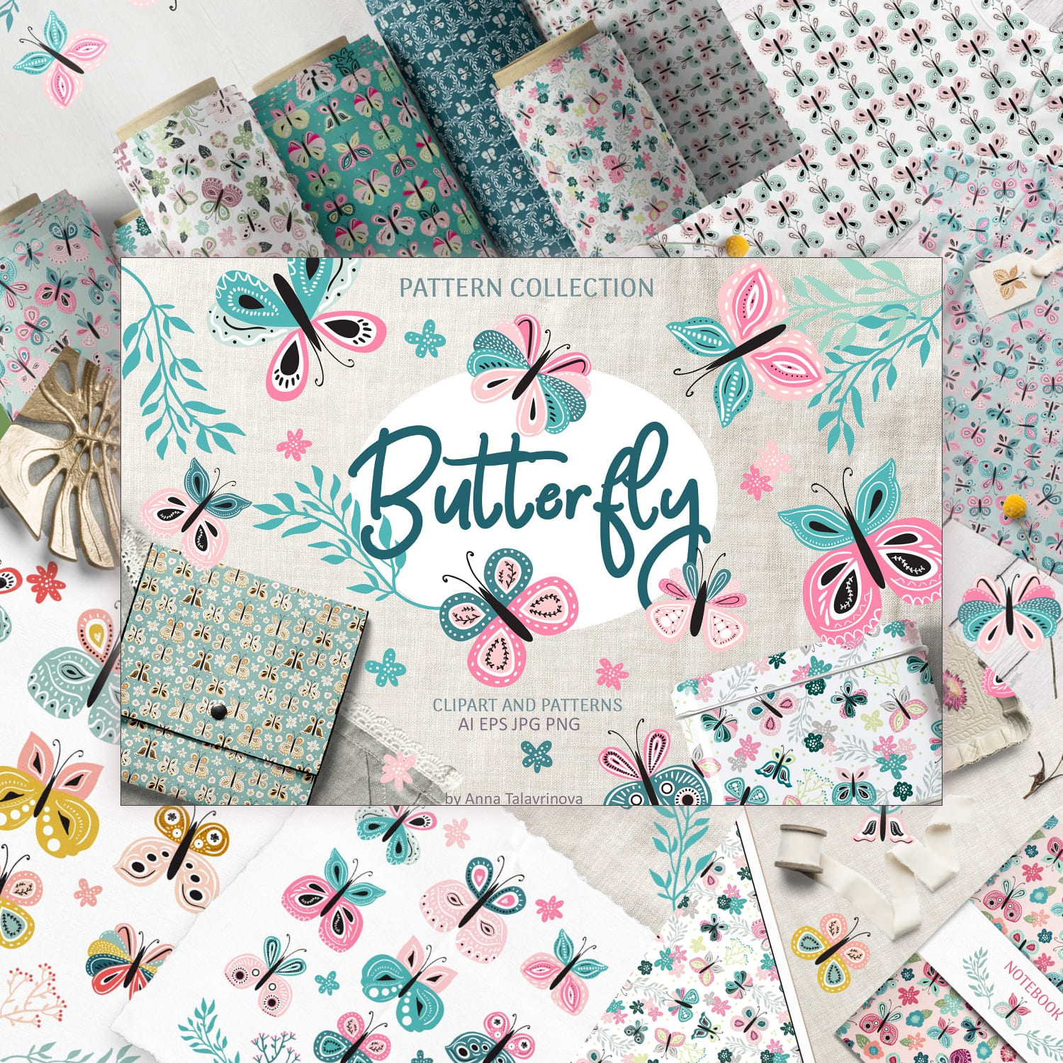 Butterflies patterns collection cover.