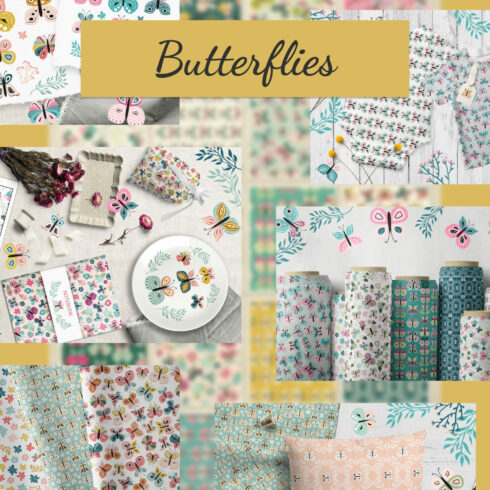 Butterflies patterns collection.