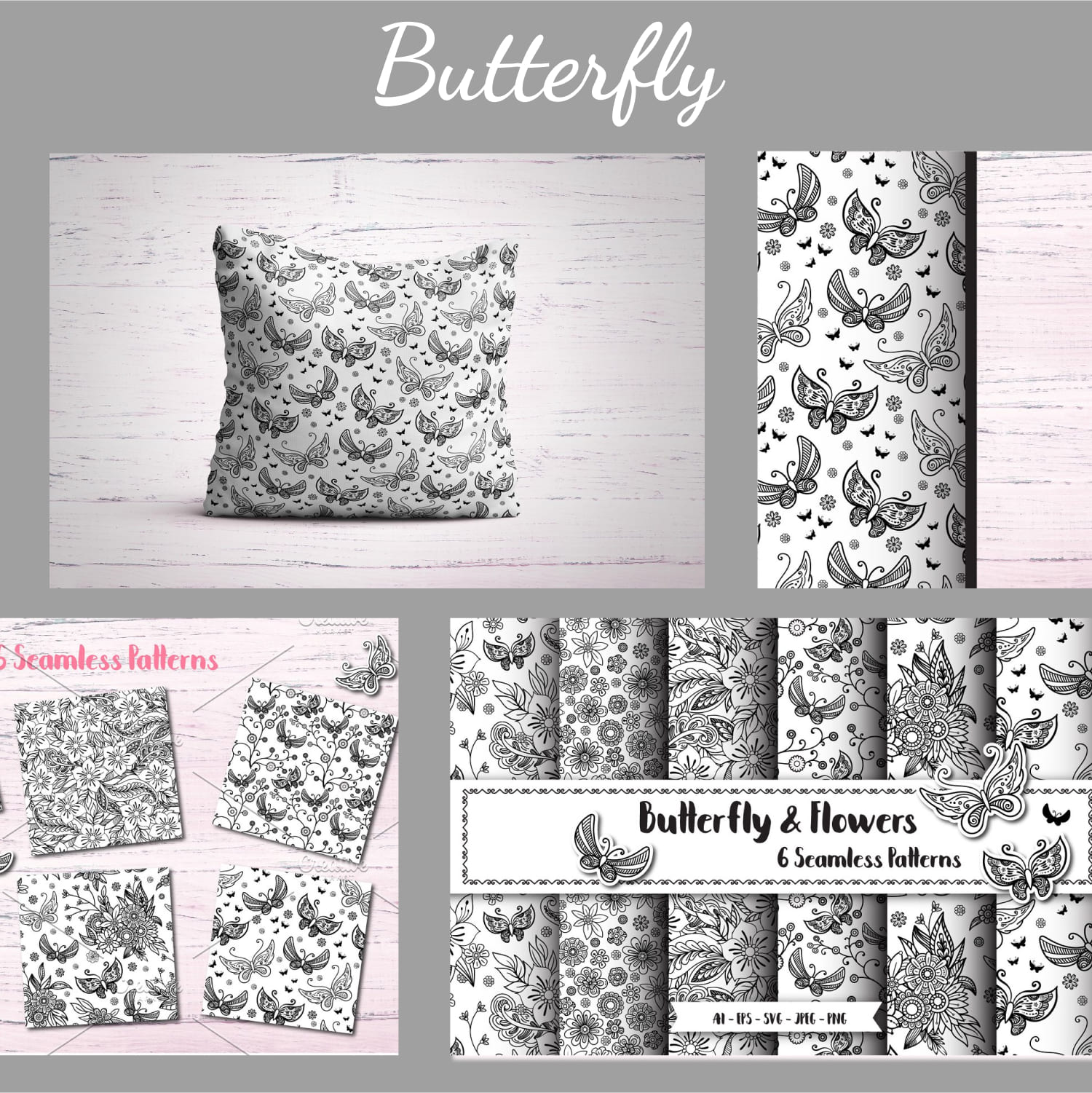 Save Butterfly Seamless Patterns cover.