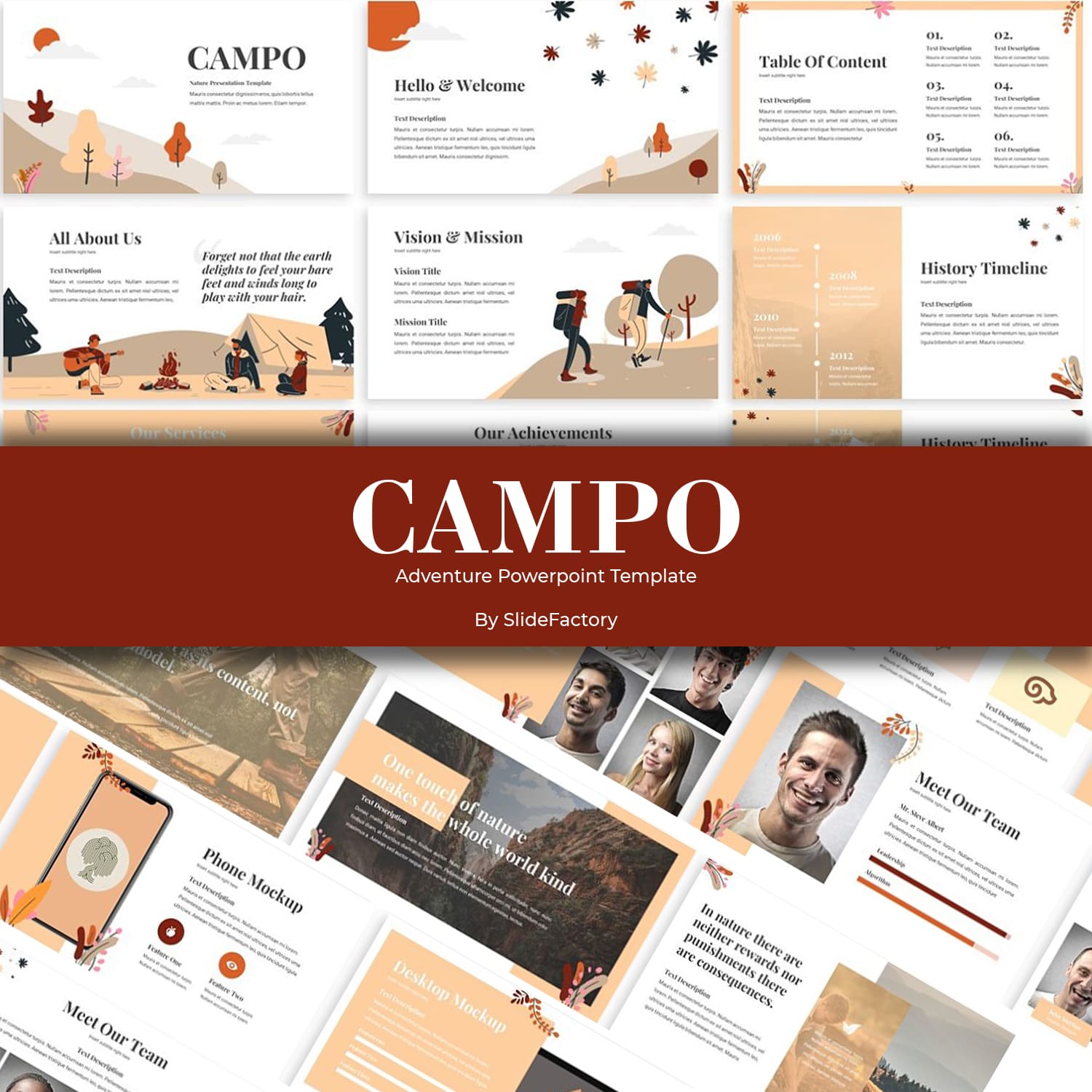 This is a Creative & Abstract Powerpoint template with custom illustration..