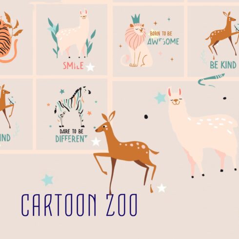 CARTOON ZOO elements & patterns.
