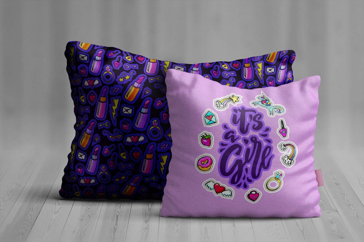Purple pillows.