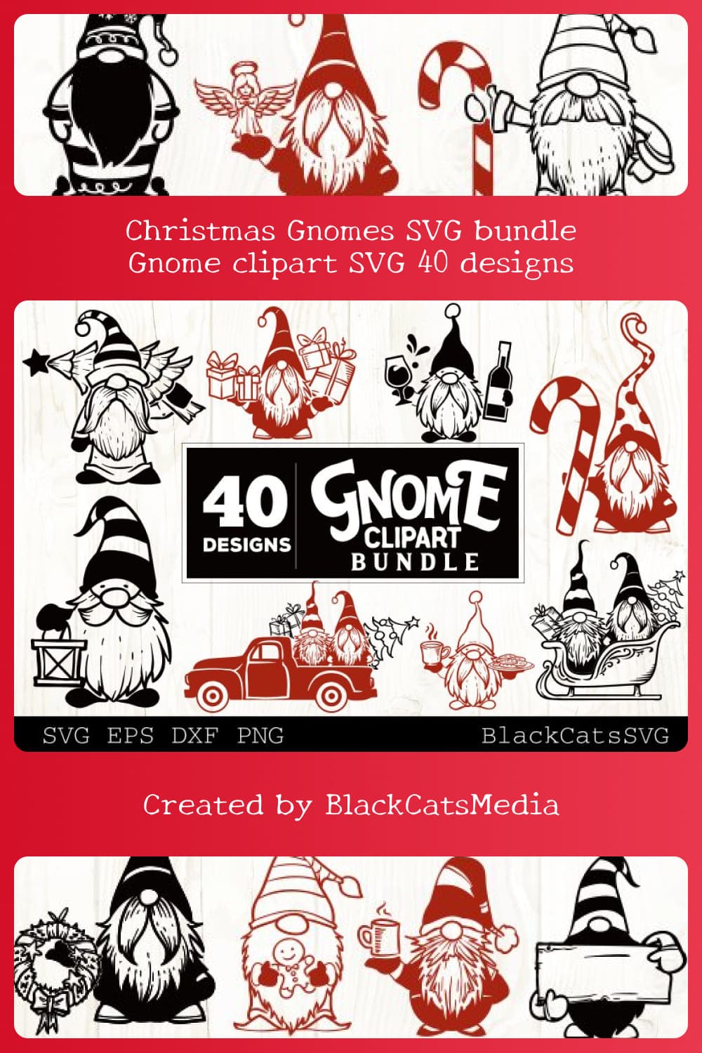 christmas gnomes svg bundle gnome clipart svg 40 designs pinterest