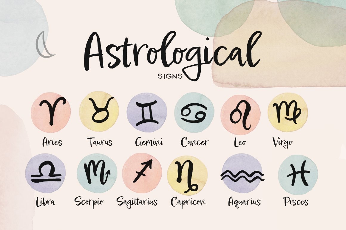Collection of astrological symbols.
