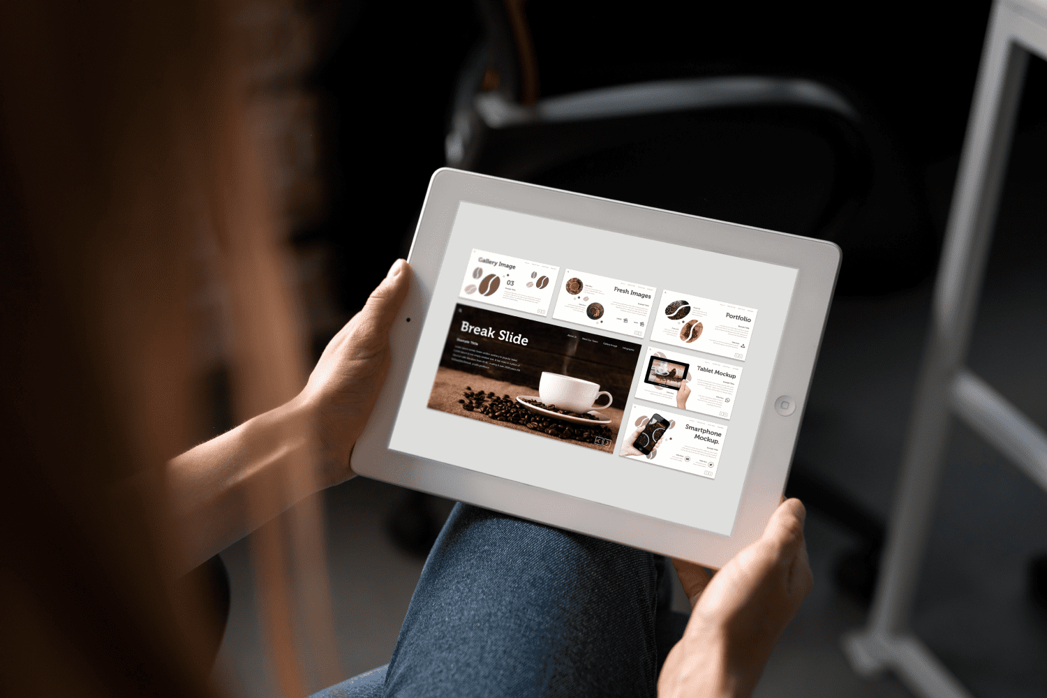 Coffebean Powerpoint Template - Mockup on Tablet.