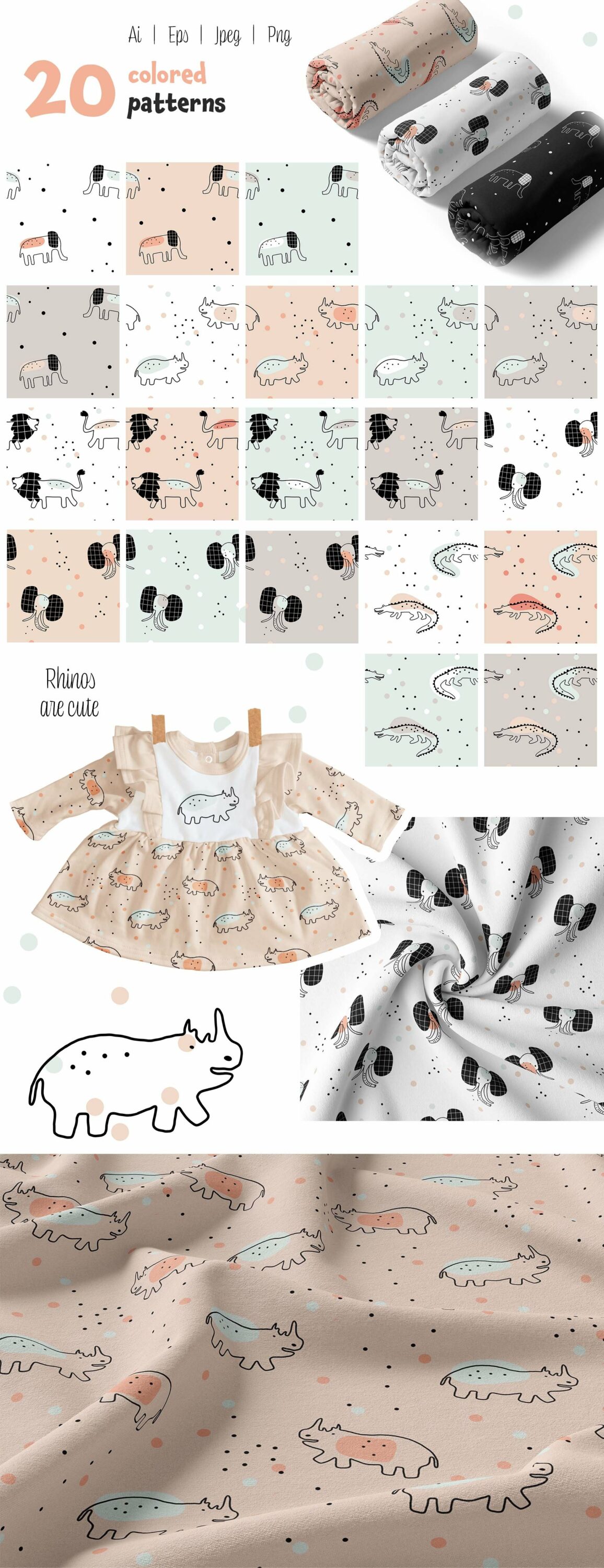 Safari Animals Nursery Pattern Pack.
