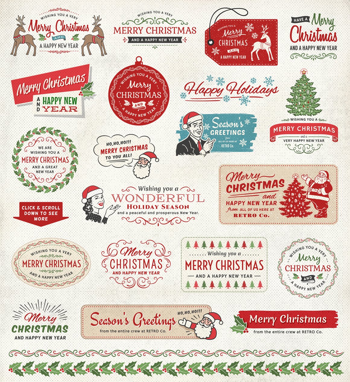 Vintage Christmas label collection.