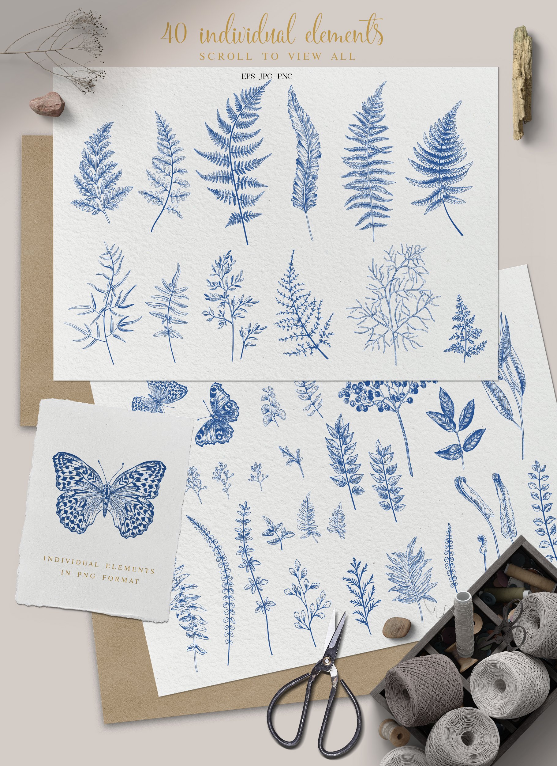 Blue Floral. Botanical Collection.