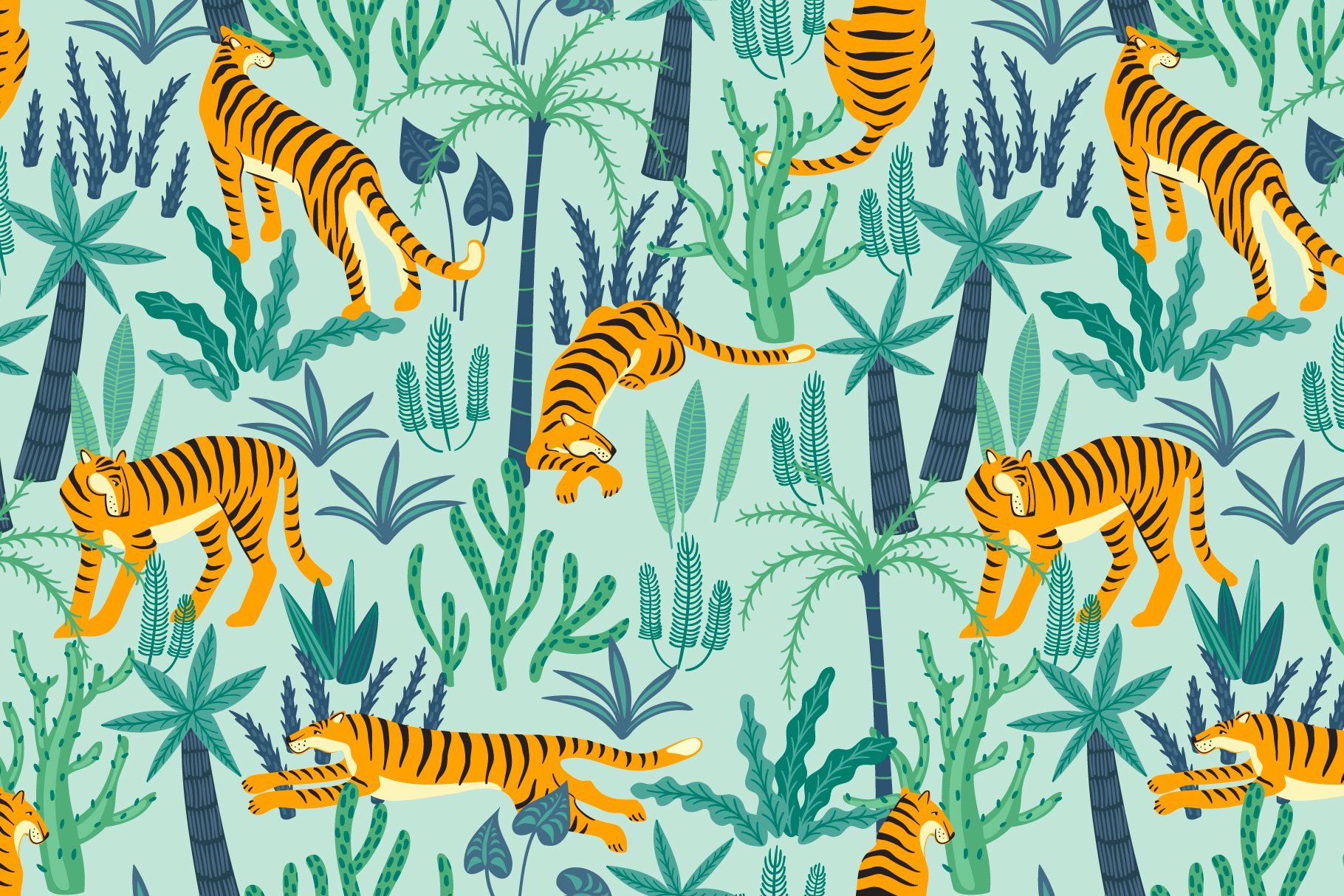 Tiger Collection. Patterns & Clipart.