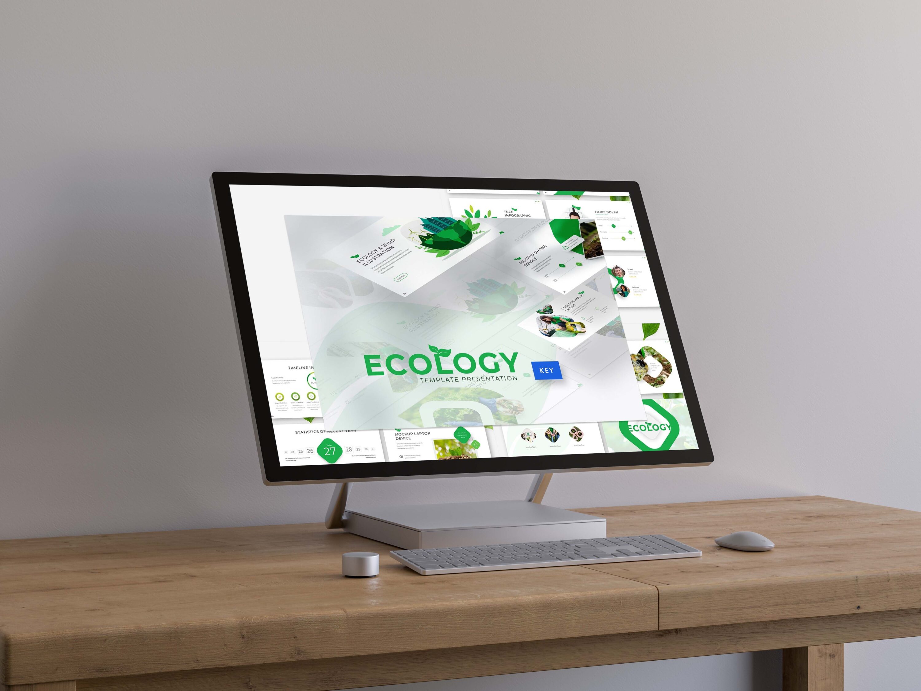 Ecology Keynote Template - Mockup on Desktop.