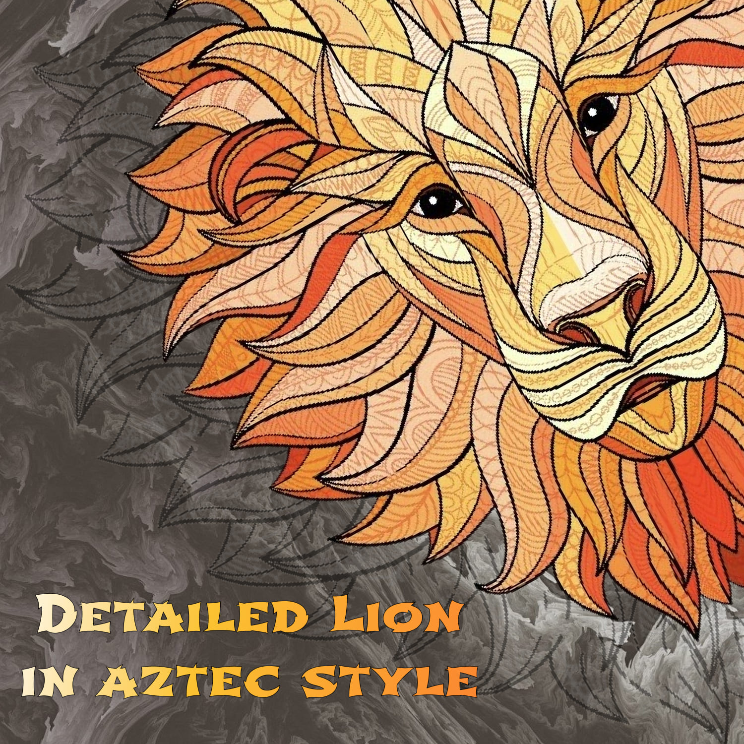 Detailed Lion in aztec style.