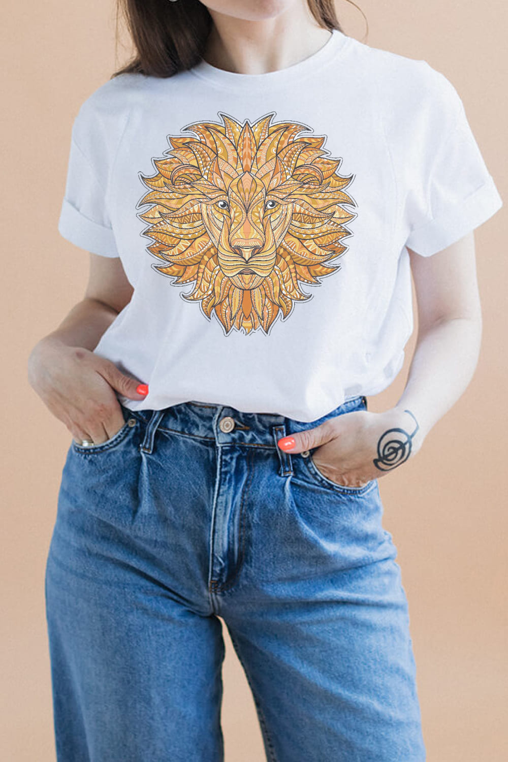 detailed lion in aztec style 06