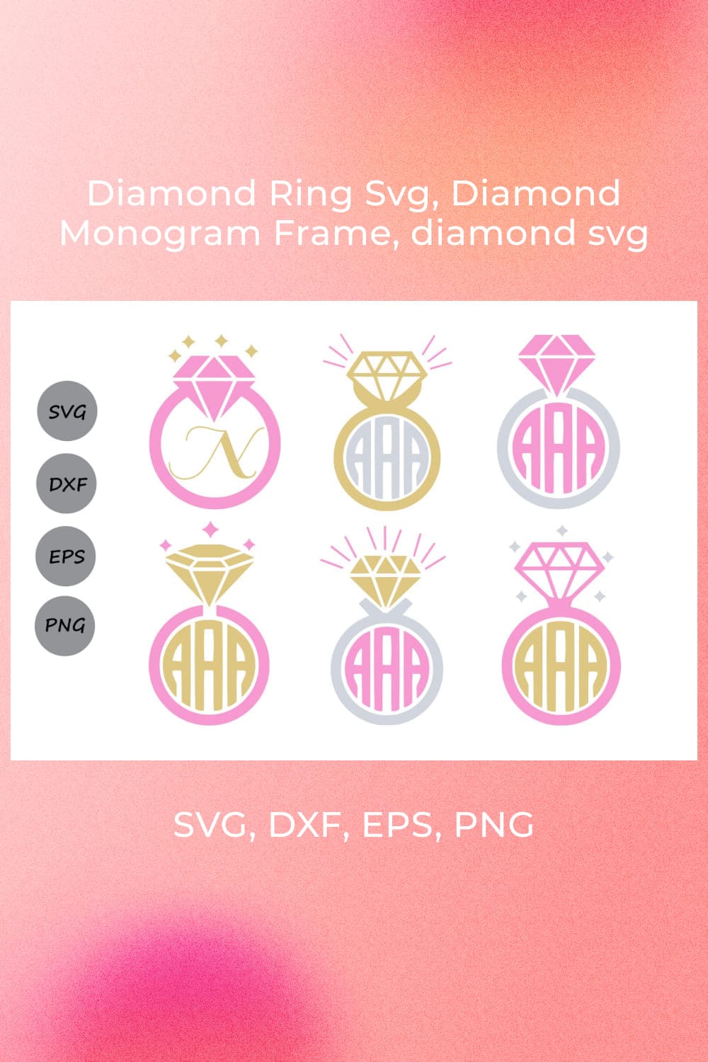 diamond ring svg diamond monogram frame diamond svg. pinterest