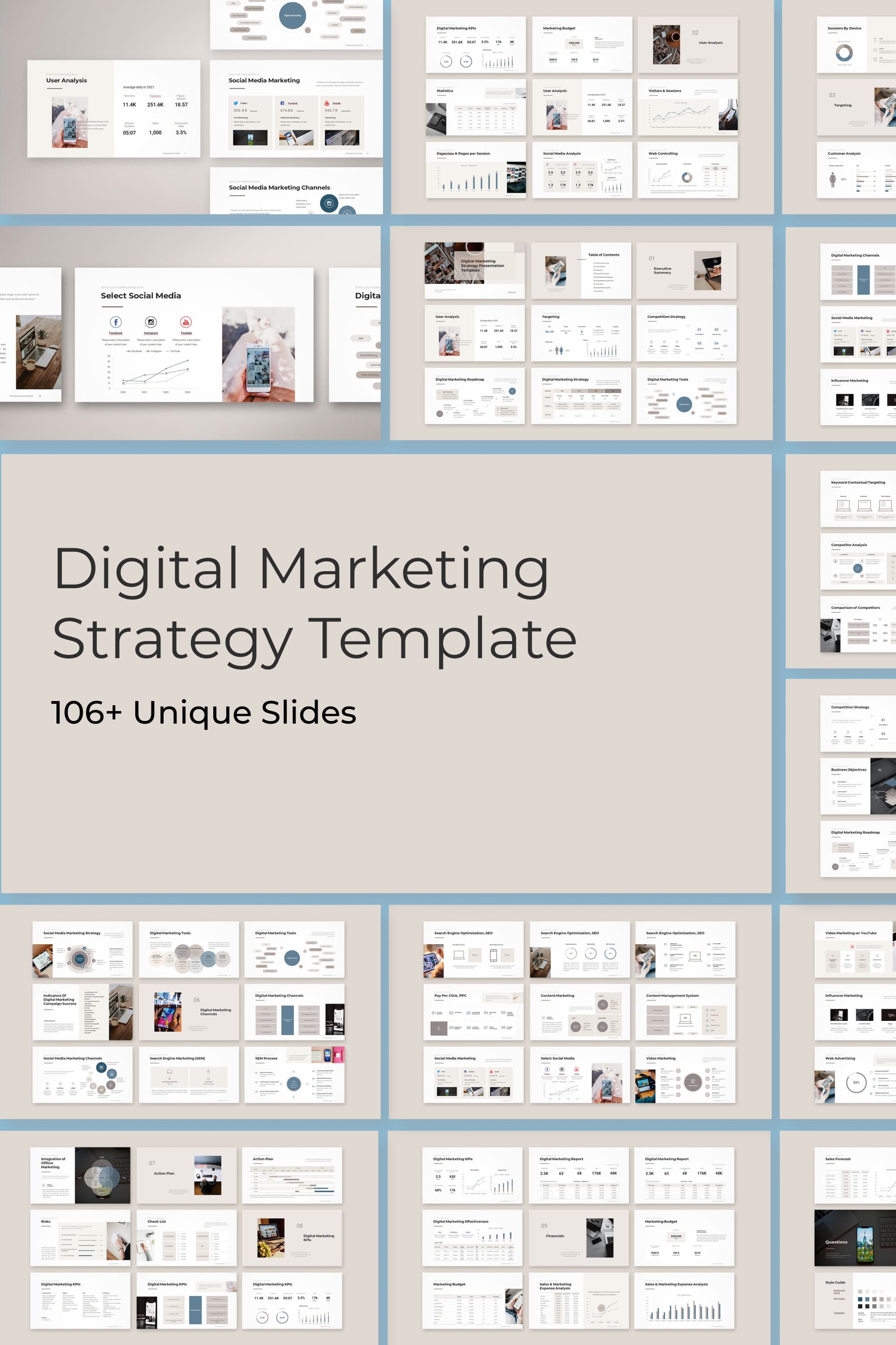 Digital Marketing Strategy Template - preview of Pinterest image.
