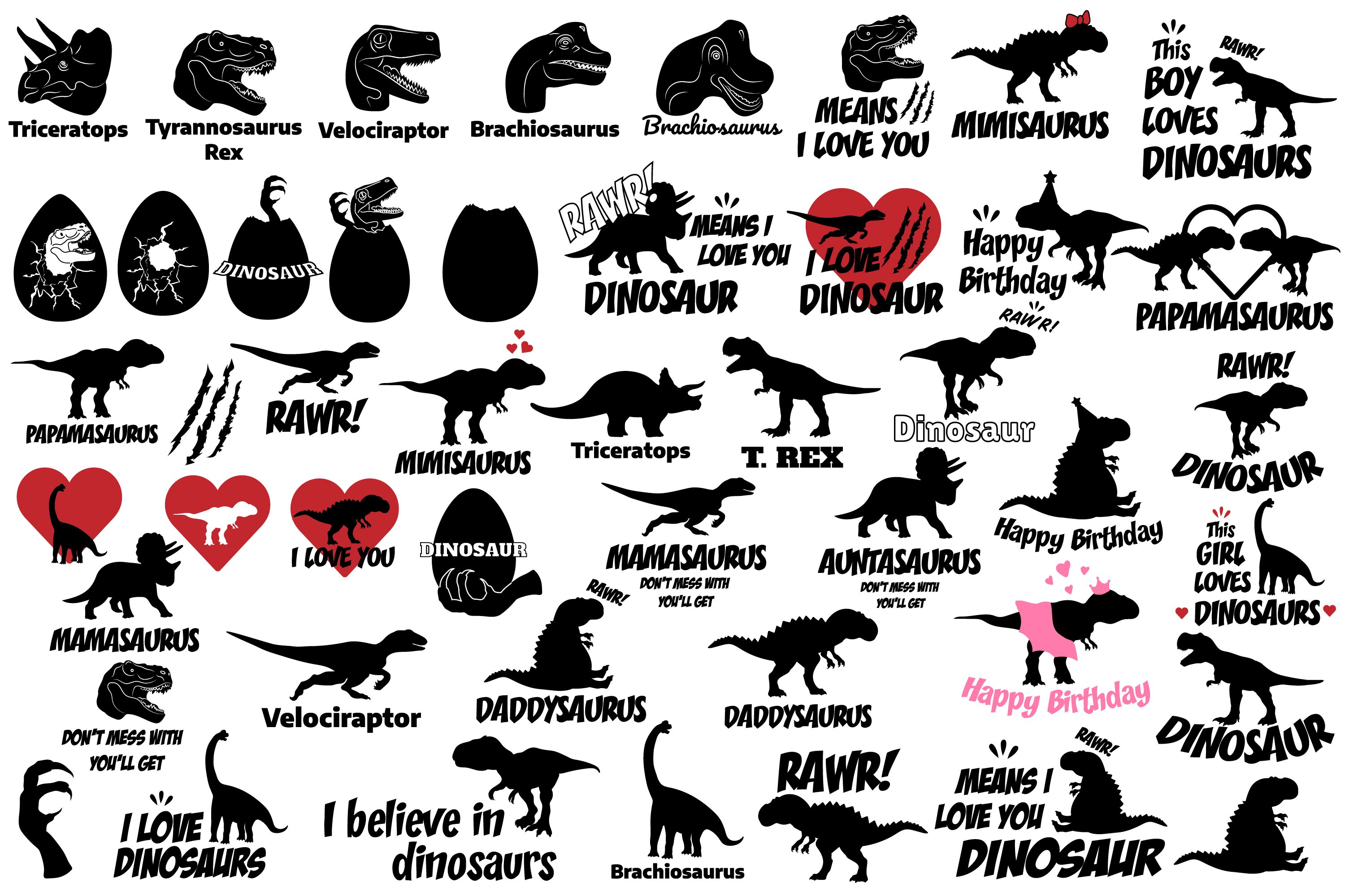 167 Dinosaur Silhouette SVG Bundle Dinosaur Names.