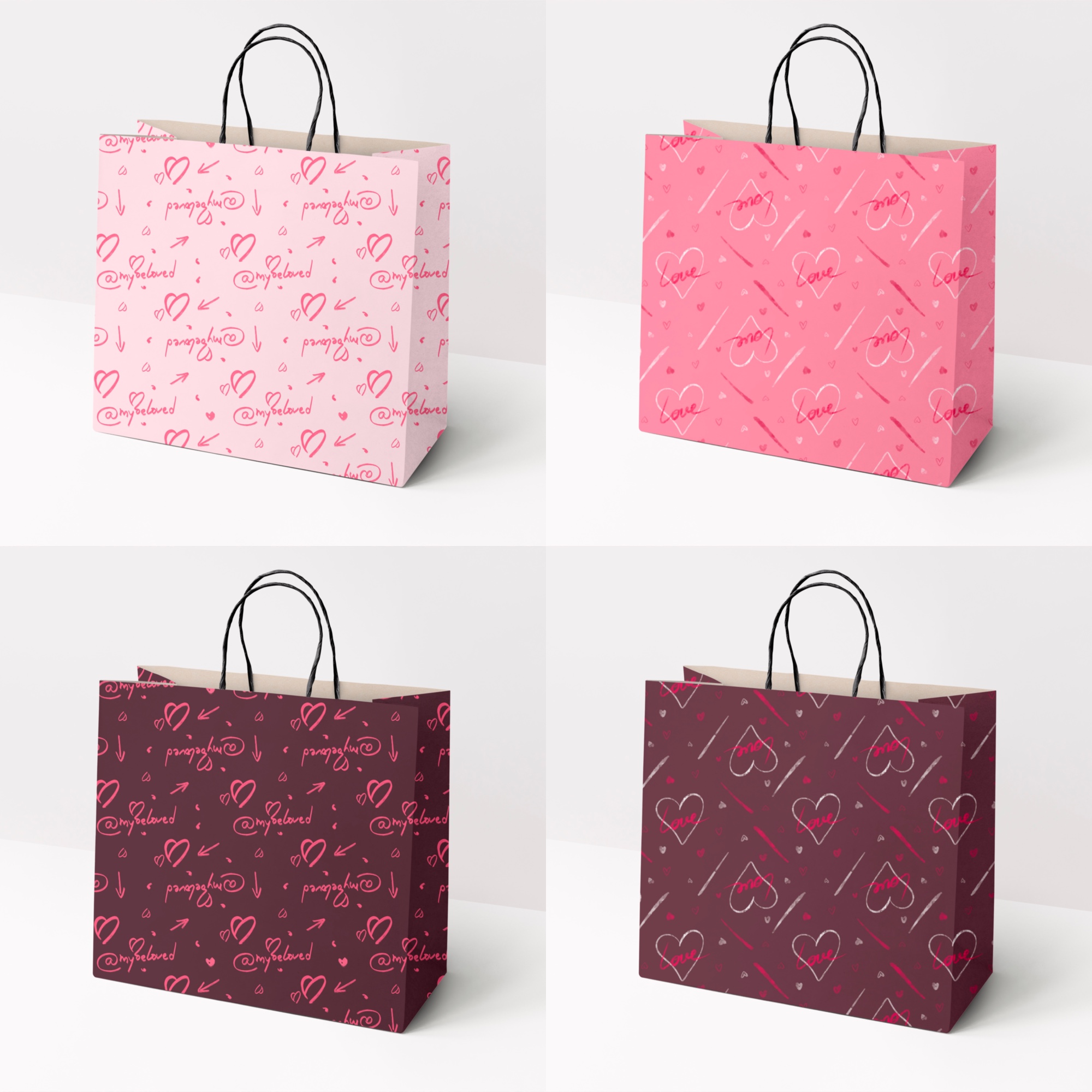 Seamless LOVE Patterns for Valentine’s Day.