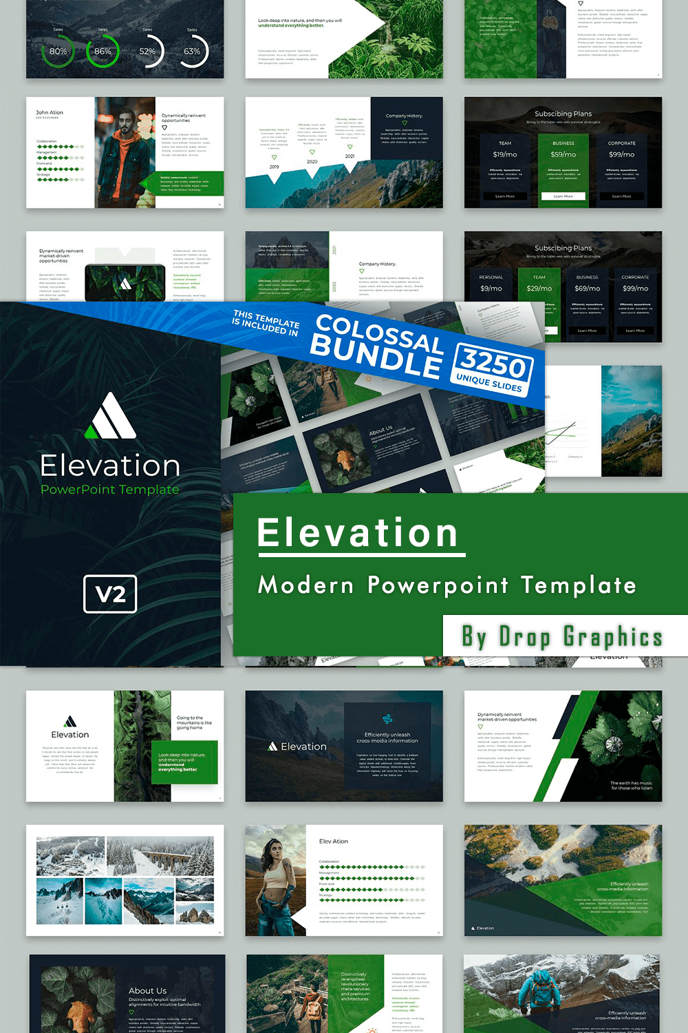Elevation Modern Powerpoint Template - preview of Pinterest image.