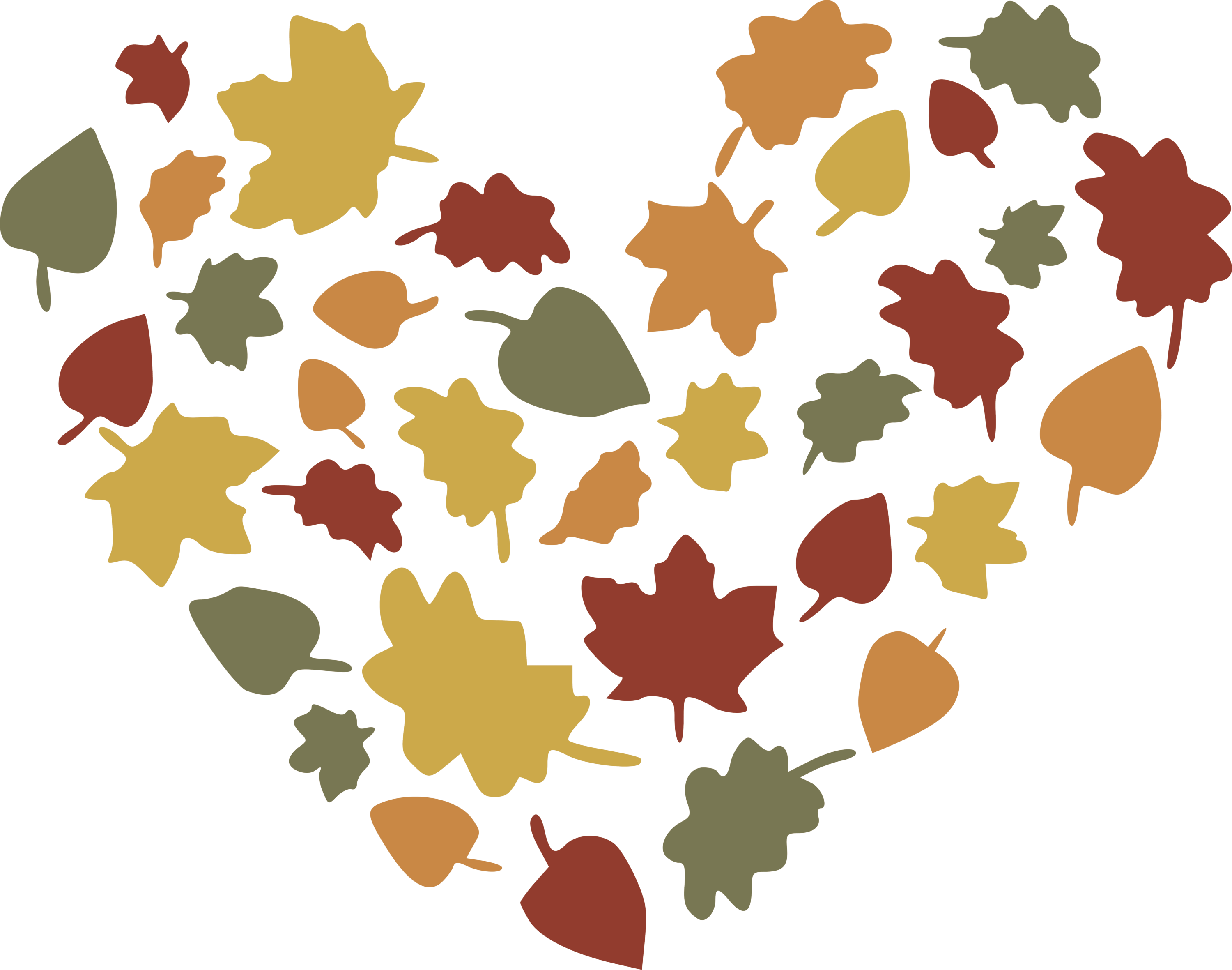Falling leaves heart - PNG image.