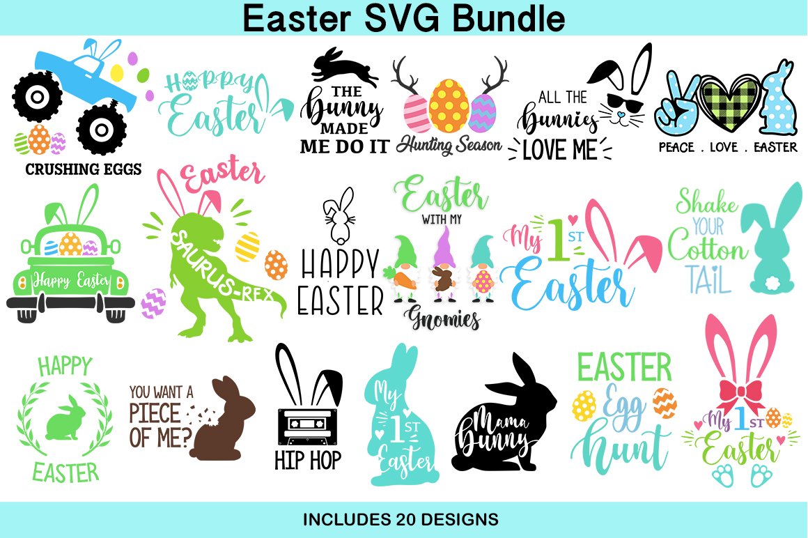 Easter SVG Bundle, Easter Svg, Easter Bunny Chicks Eggs.