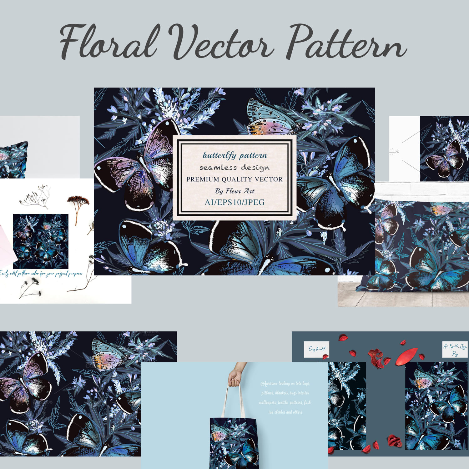 Floral vector pattern butterflies.