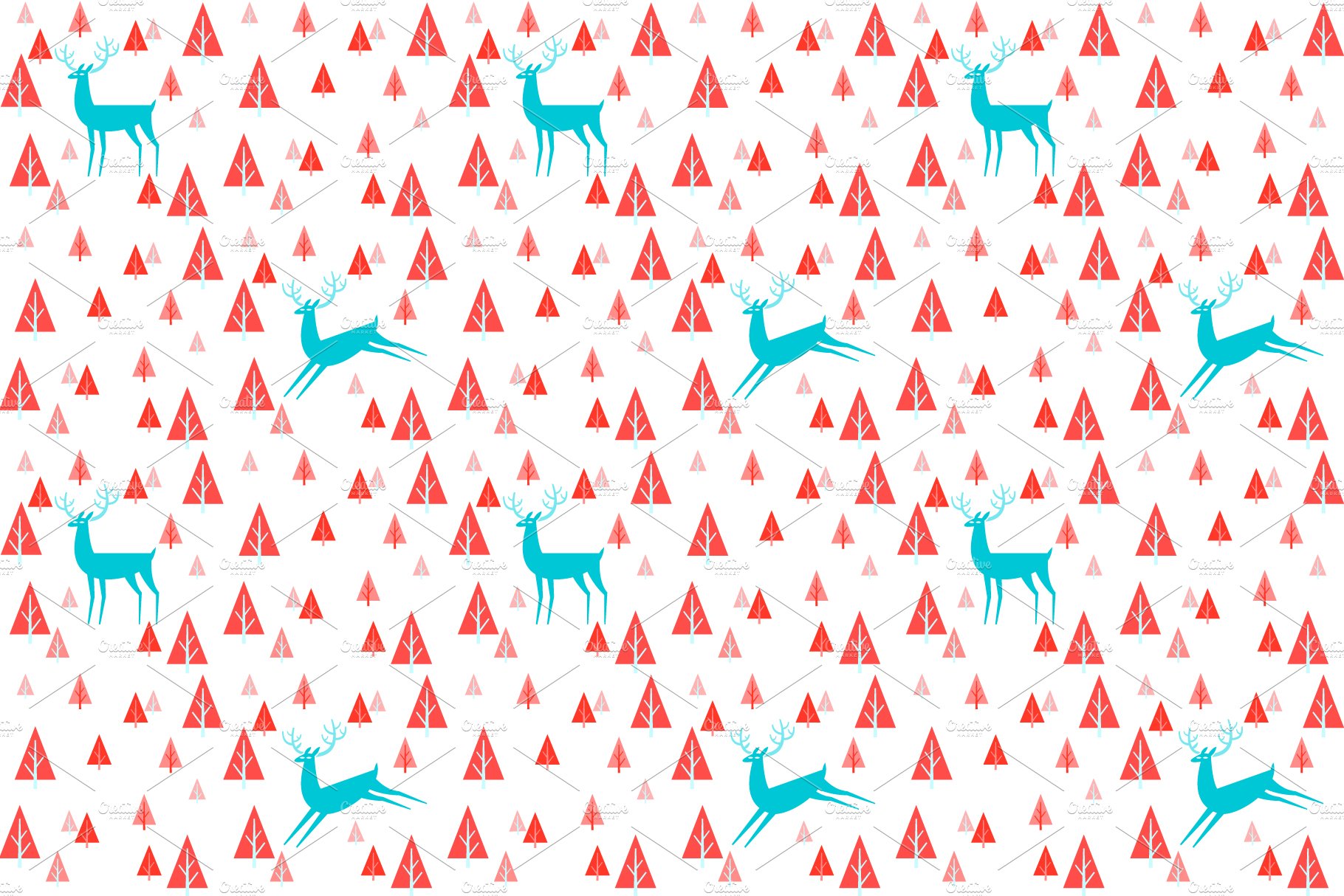 8 Foxes and Deers Seamless Patterns.