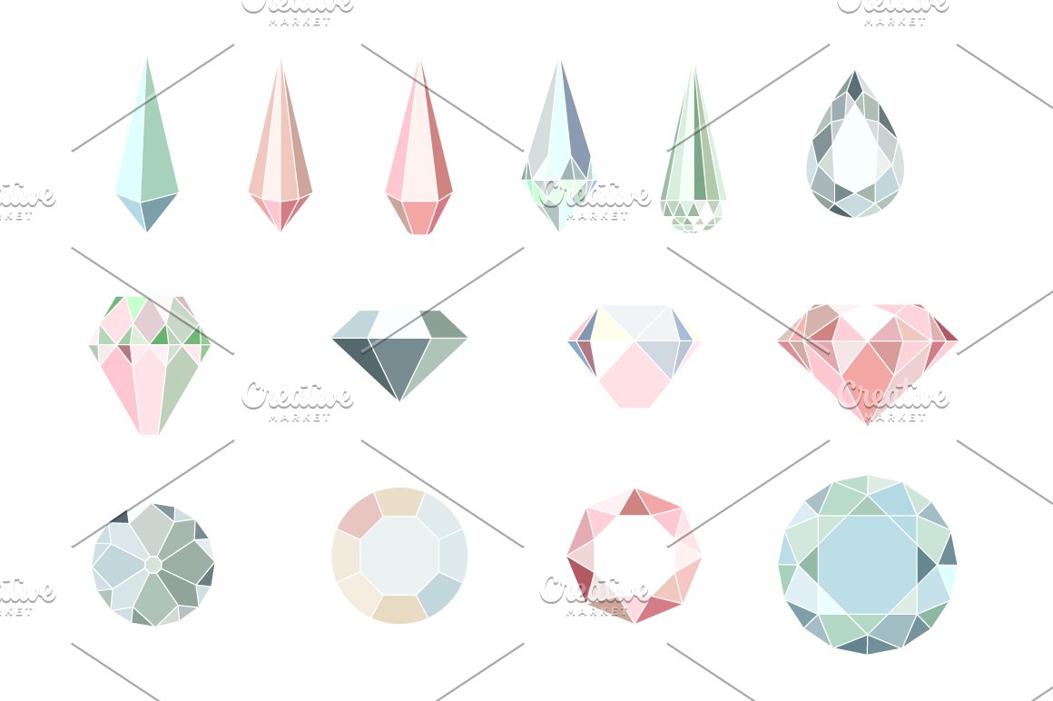 Diamonds Set & Seamless Patterns.