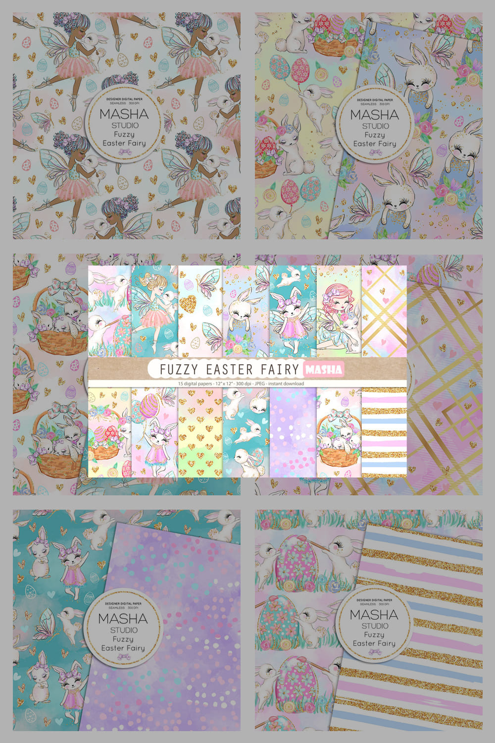 Fuzzy Easter Fairy Digital Papers.