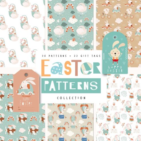 Happy Easter pattern Easter gift tag.