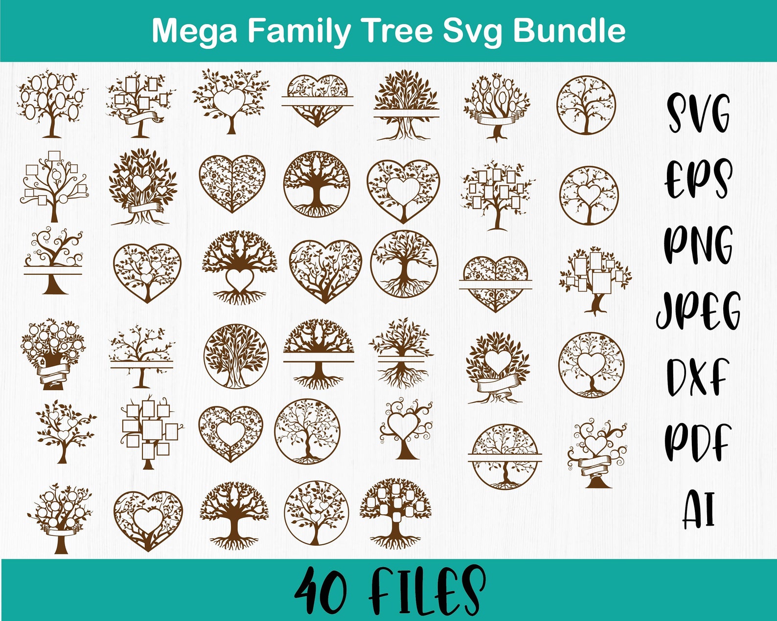 Main preview of Mega Family Tree SVG Bundle for your design.
