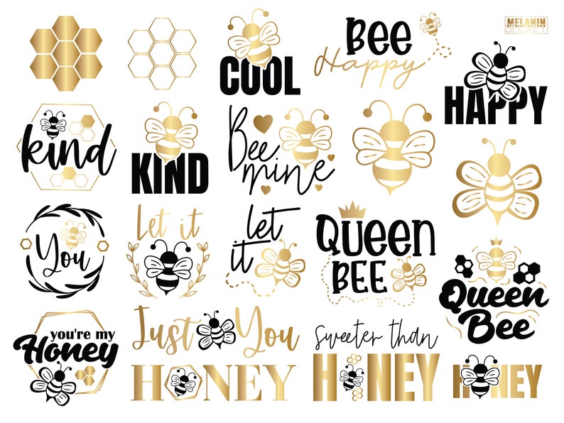 Bee SVG Bundle - minimalistic style preview.
