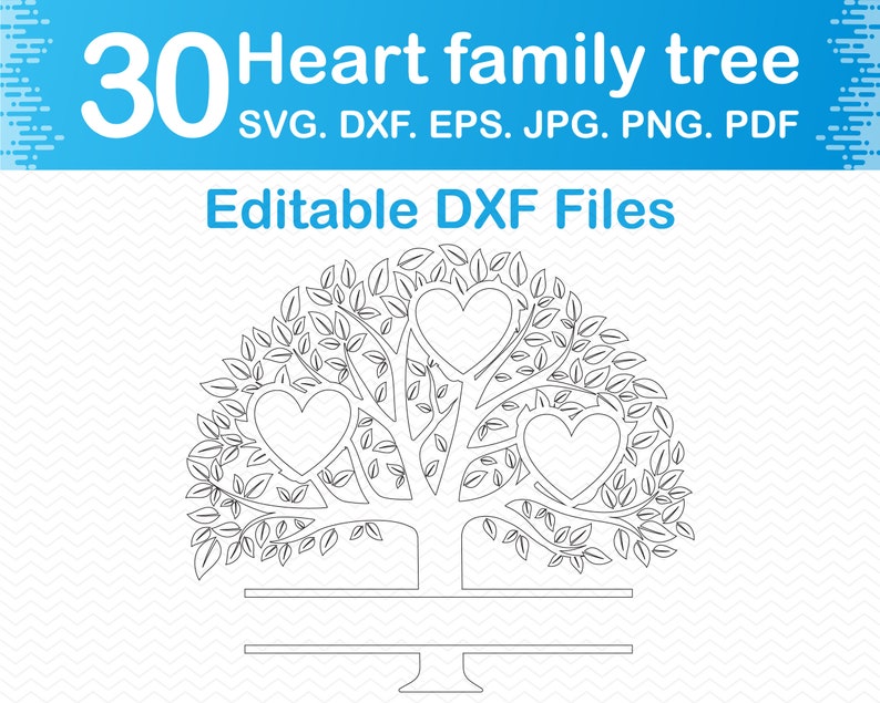 Heart Family Tree Bundle in editable DXF Files.