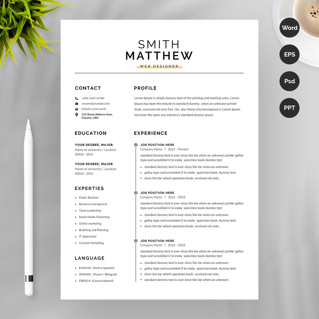 Clean Resume Template With Cover Letter