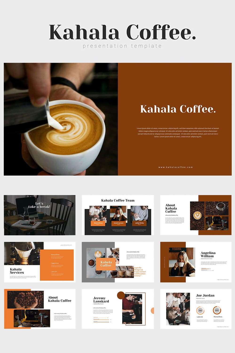 Kahala - Coffee Google Slides is a multipurpose Google Slides template that can be used for any type of presentation.