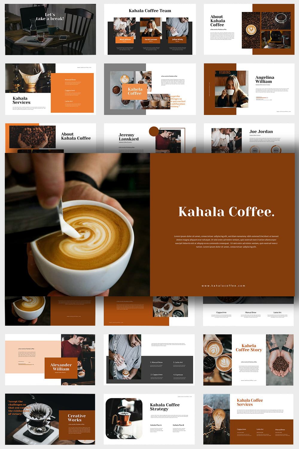 Kahala - Coffee Google Slides has a professional, ultra-modern and unique design.