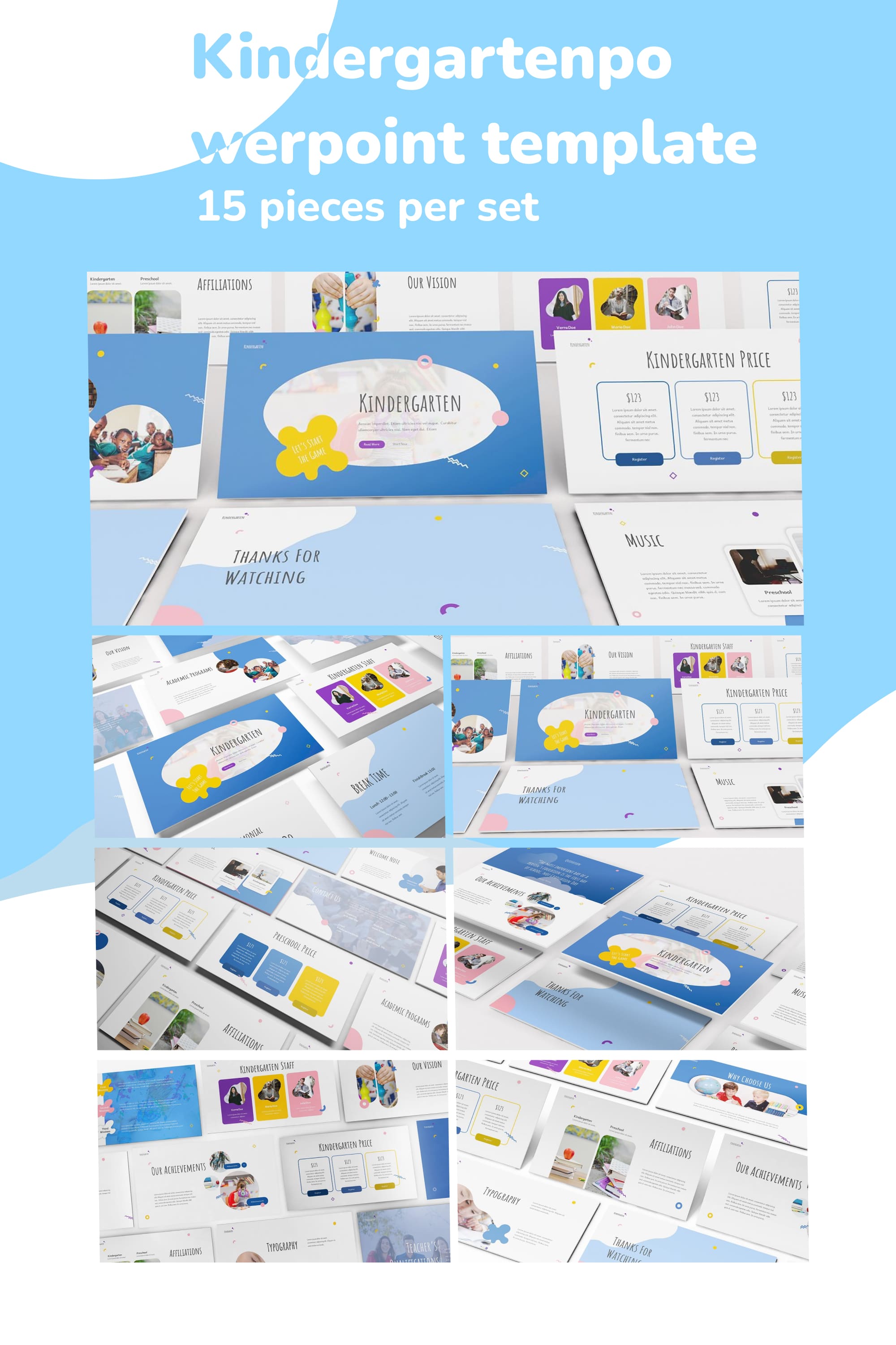 Kindergarten Powerpoint Template - preview of Pinterest image.