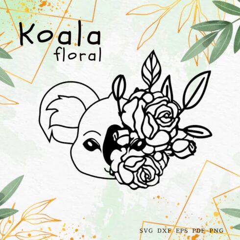 Koala with a flower on it's head.
