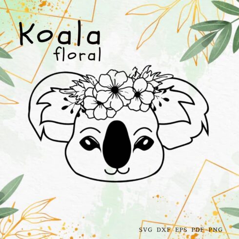 Drawing of a koala with flowers on its head.