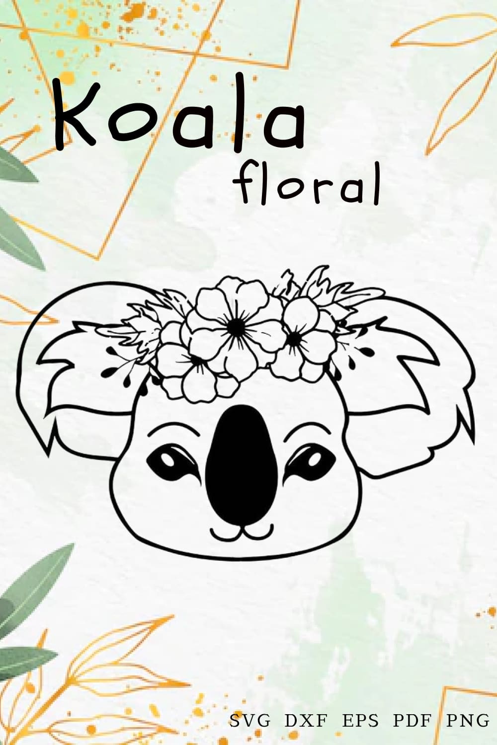 koala floral svg file 04