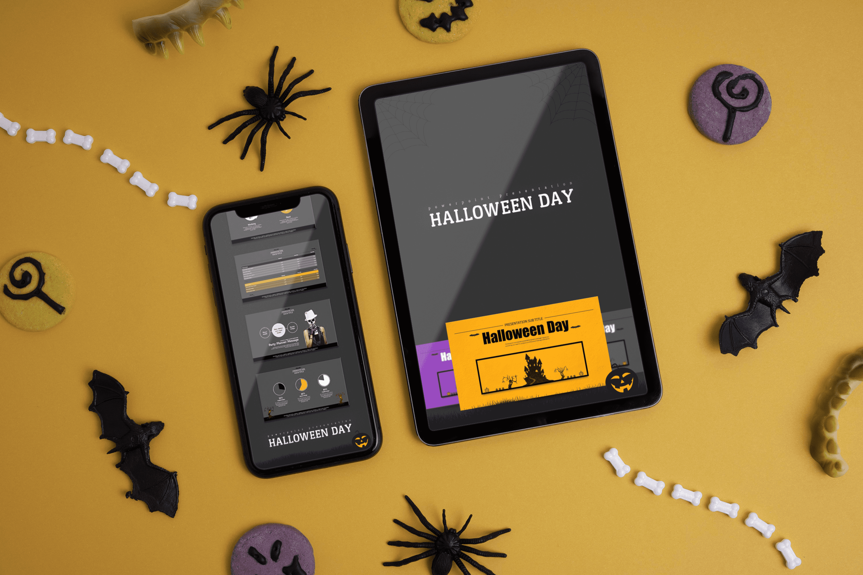 Tablet option of the Halloween Day template.