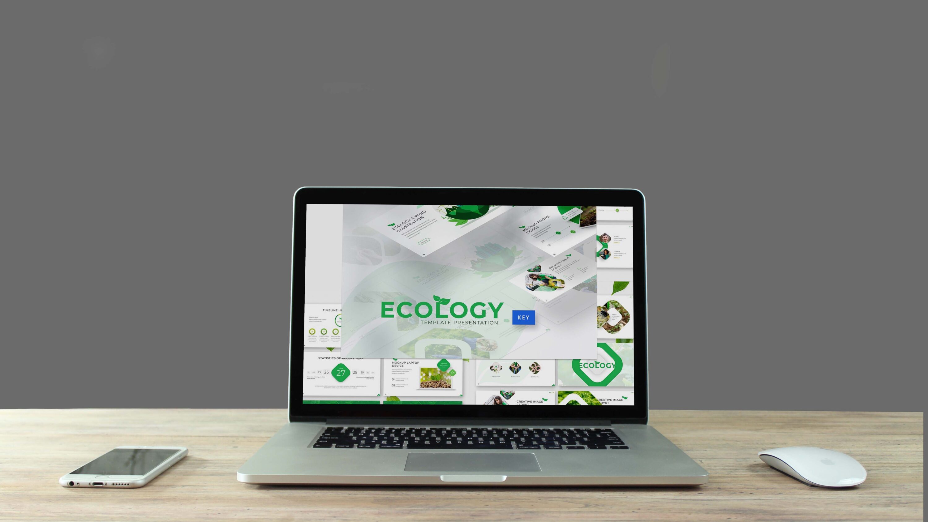 Ecology Keynote Template - Mockup on Laptop.