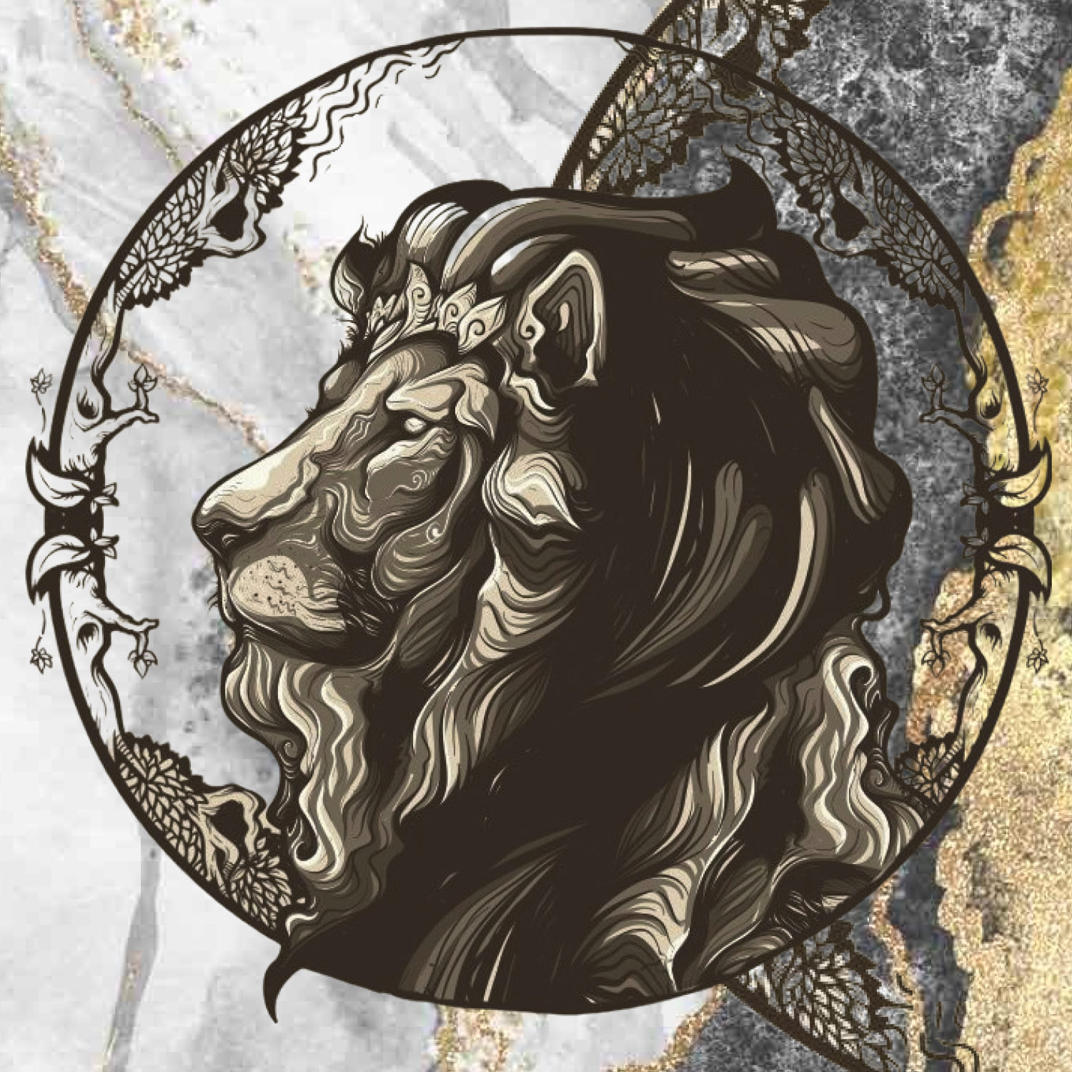 Lion Head Illustration Mascot logo cover.