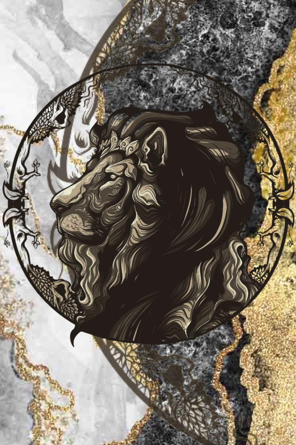 lion head illustration mascot 05